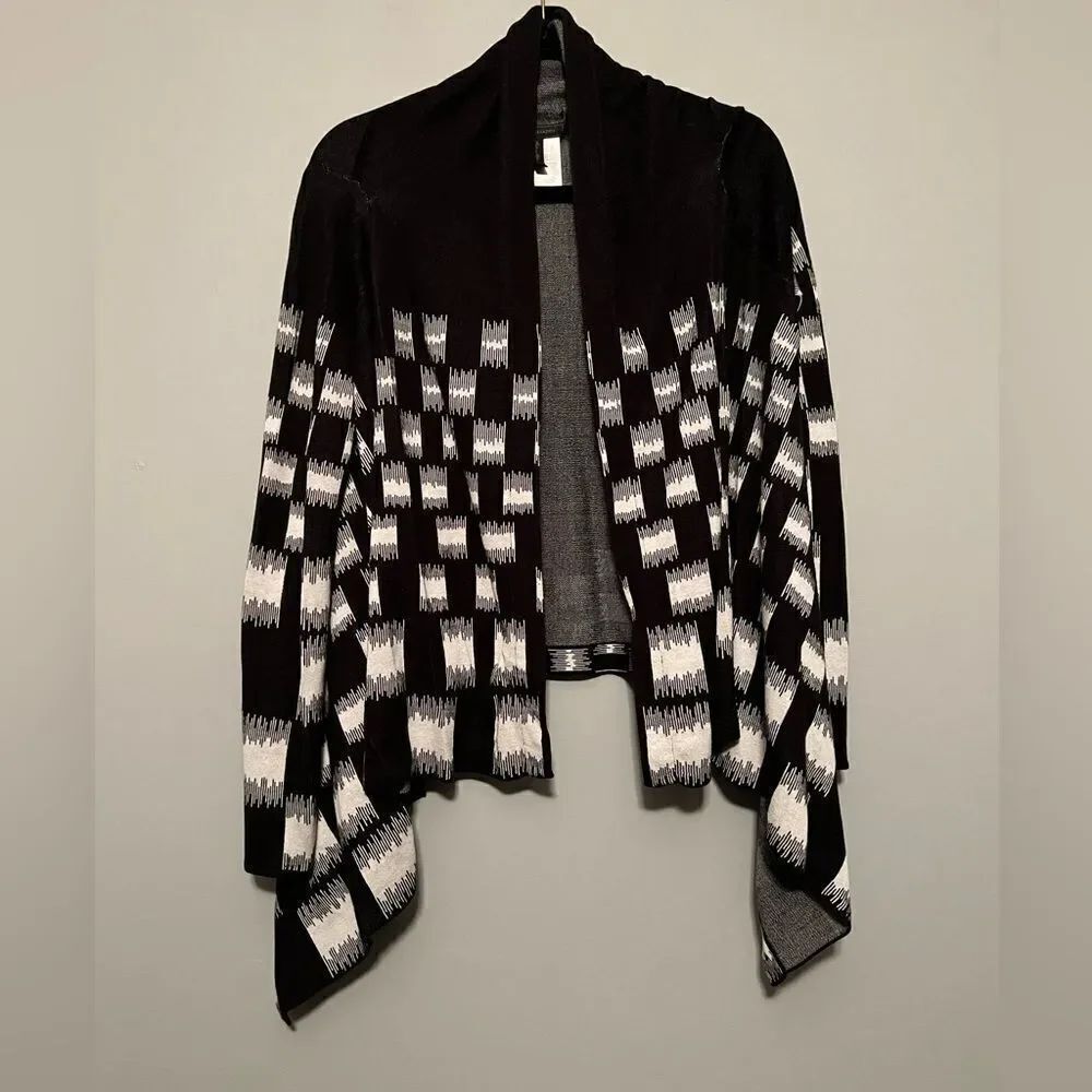 BCBGMAXAZRIA Womens Camia Jacquard Cardi Wrap, Black Combo, X-S/S